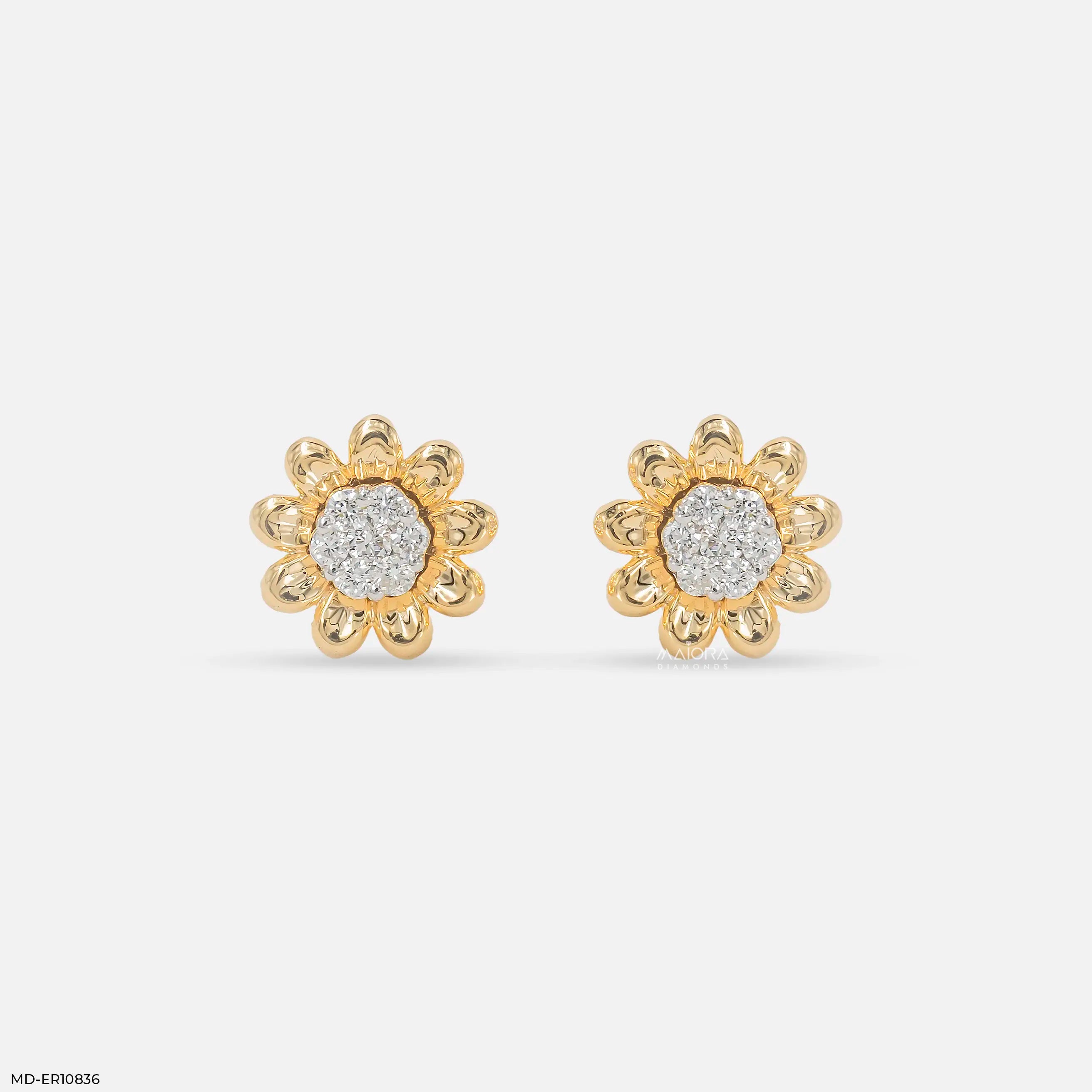 Sunshine Bloom Diamond Earrings 9K Yellow Gold
