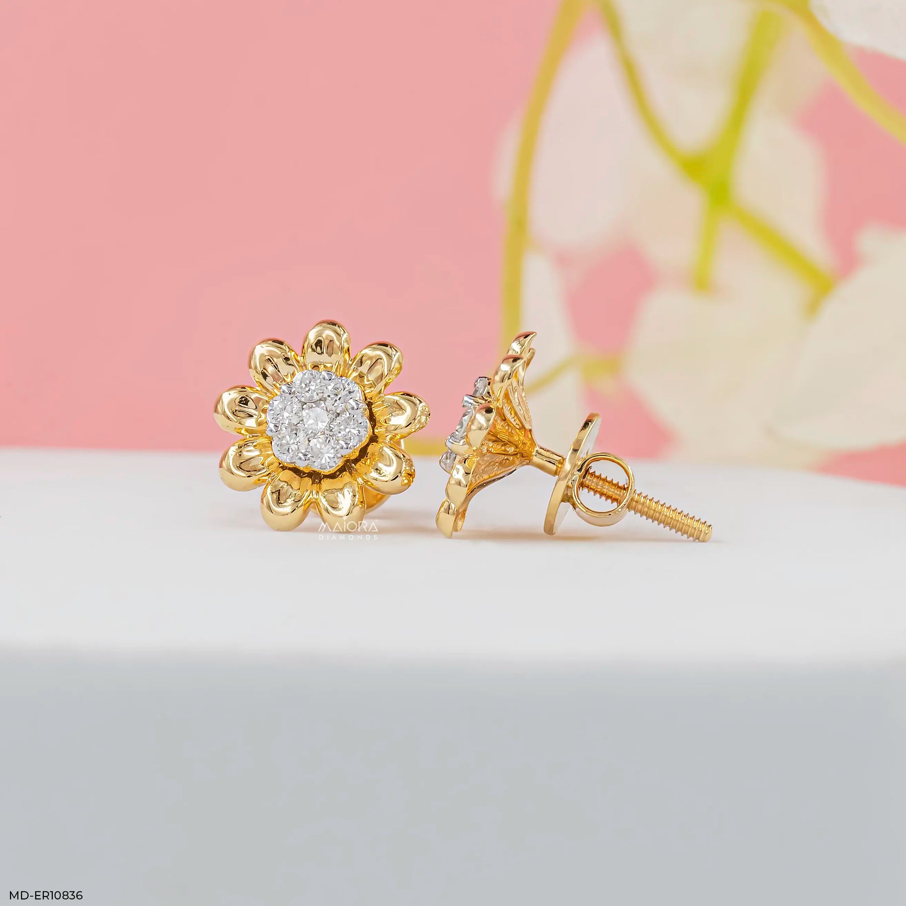 Sunshine Bloom Diamond Earrings 9K White Gold