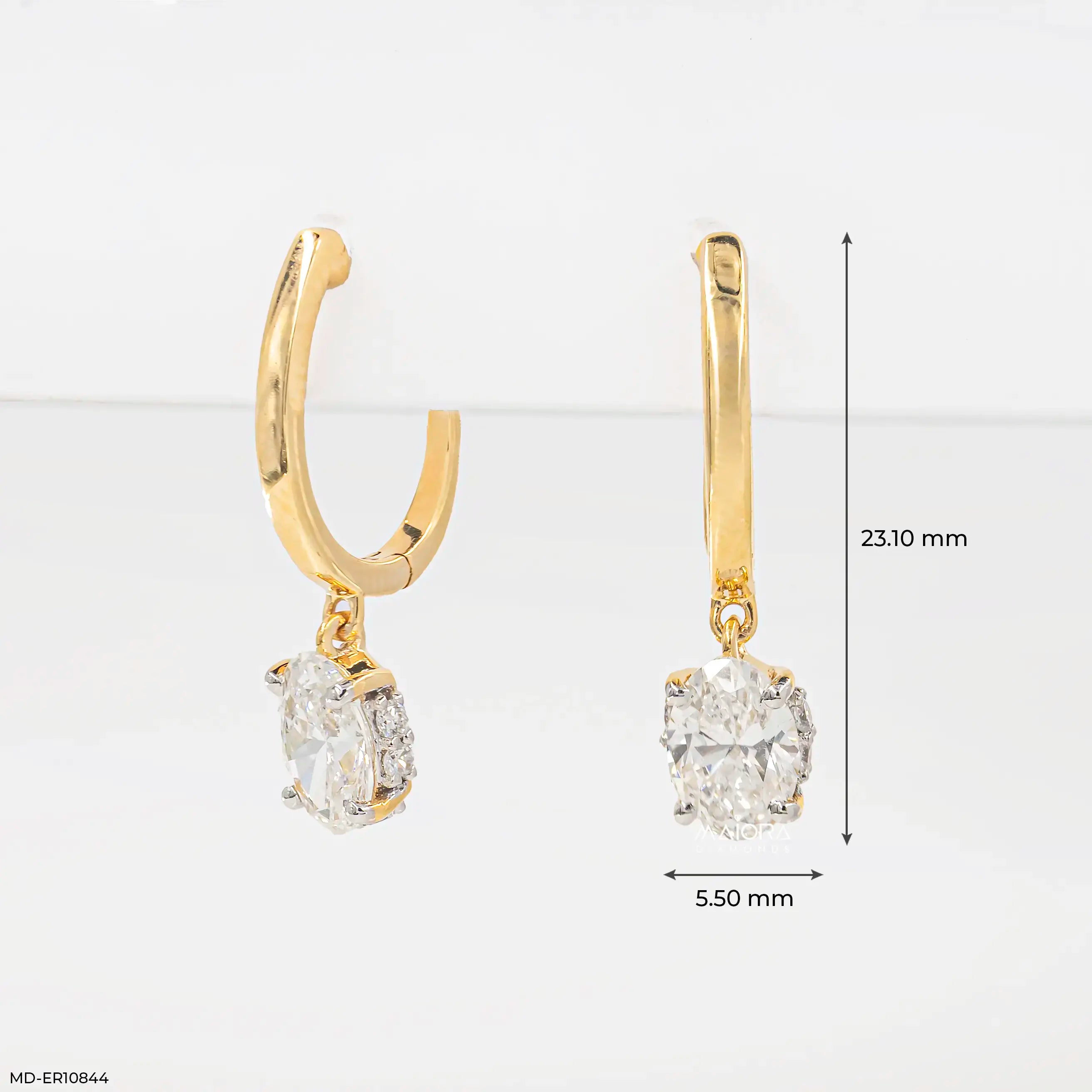 Lumina Oval Solitaire Gold Earrings 14K Yellow Gold