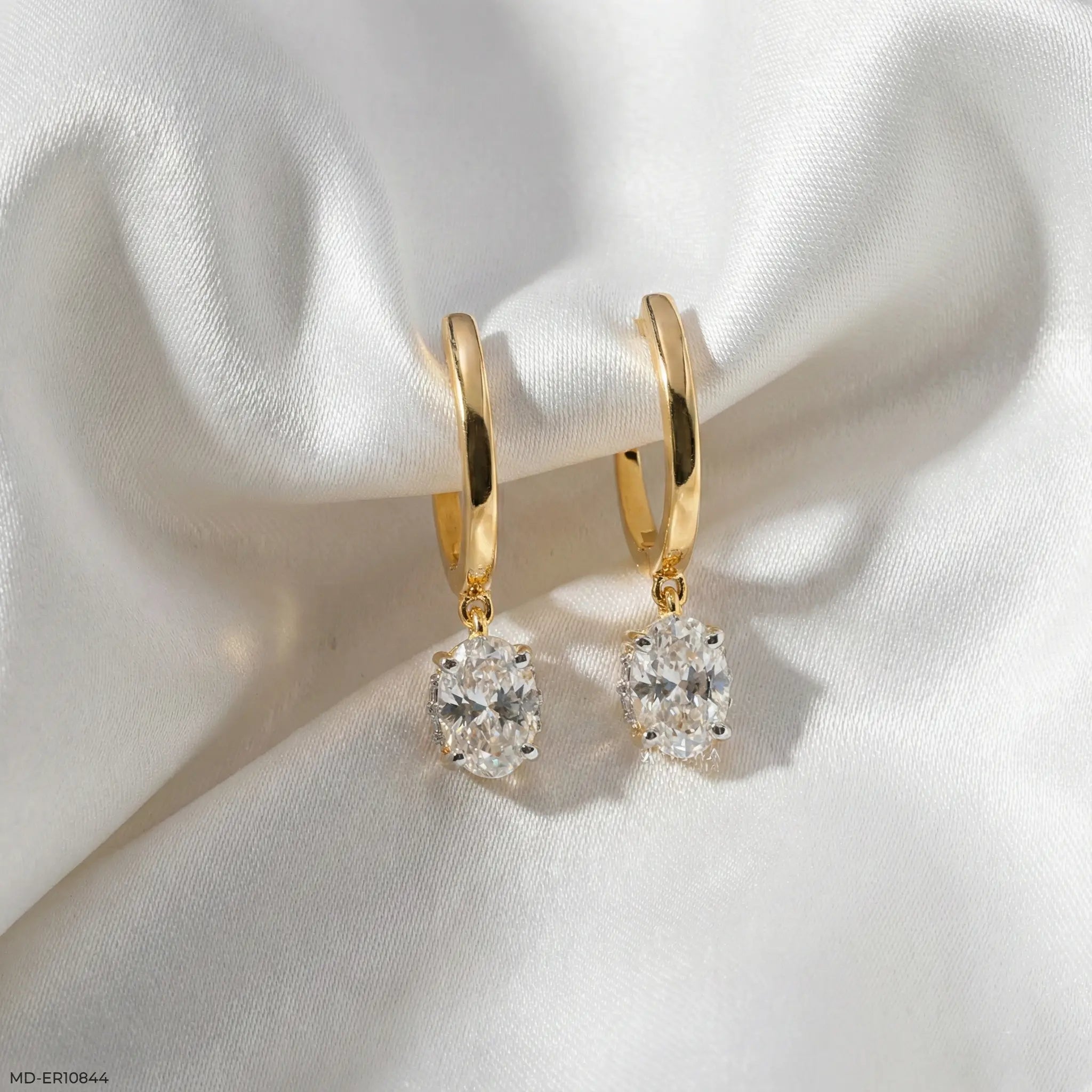 Lumina Oval Solitaire Gold Earrings 14K Yellow Gold