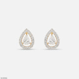 1.15 Carat Pear Halo Grace Lab Diamond Earrings 14K Yellow Gold