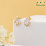 1.15 Carat Pear Halo Grace Lab Diamond Earrings 14K Yellow Gold