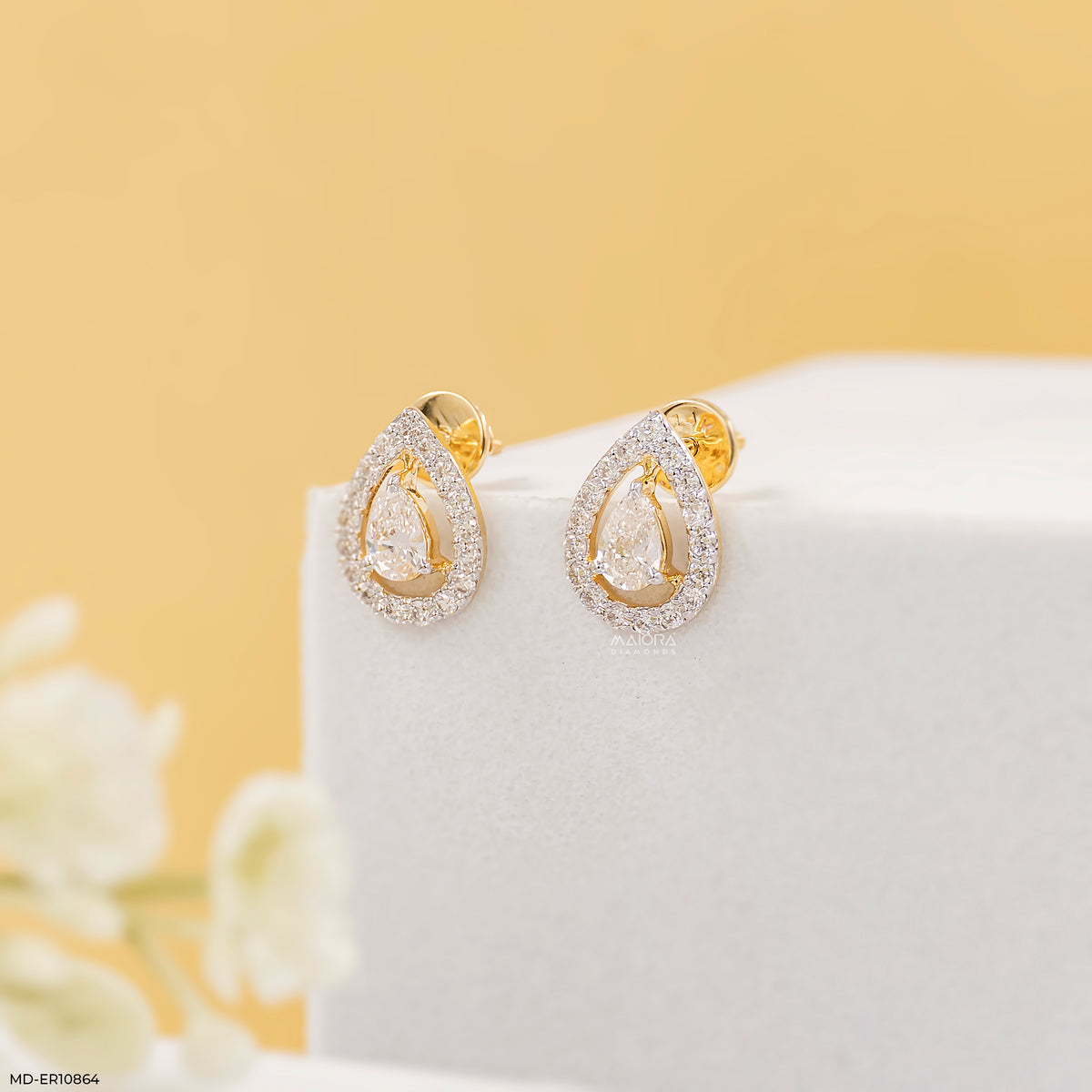 1.15 Carat Pear Halo Grace Lab Diamond Earrings
