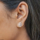 1.15 Carat Pear Halo Grace Lab Diamond Earrings 14K Yellow Gold