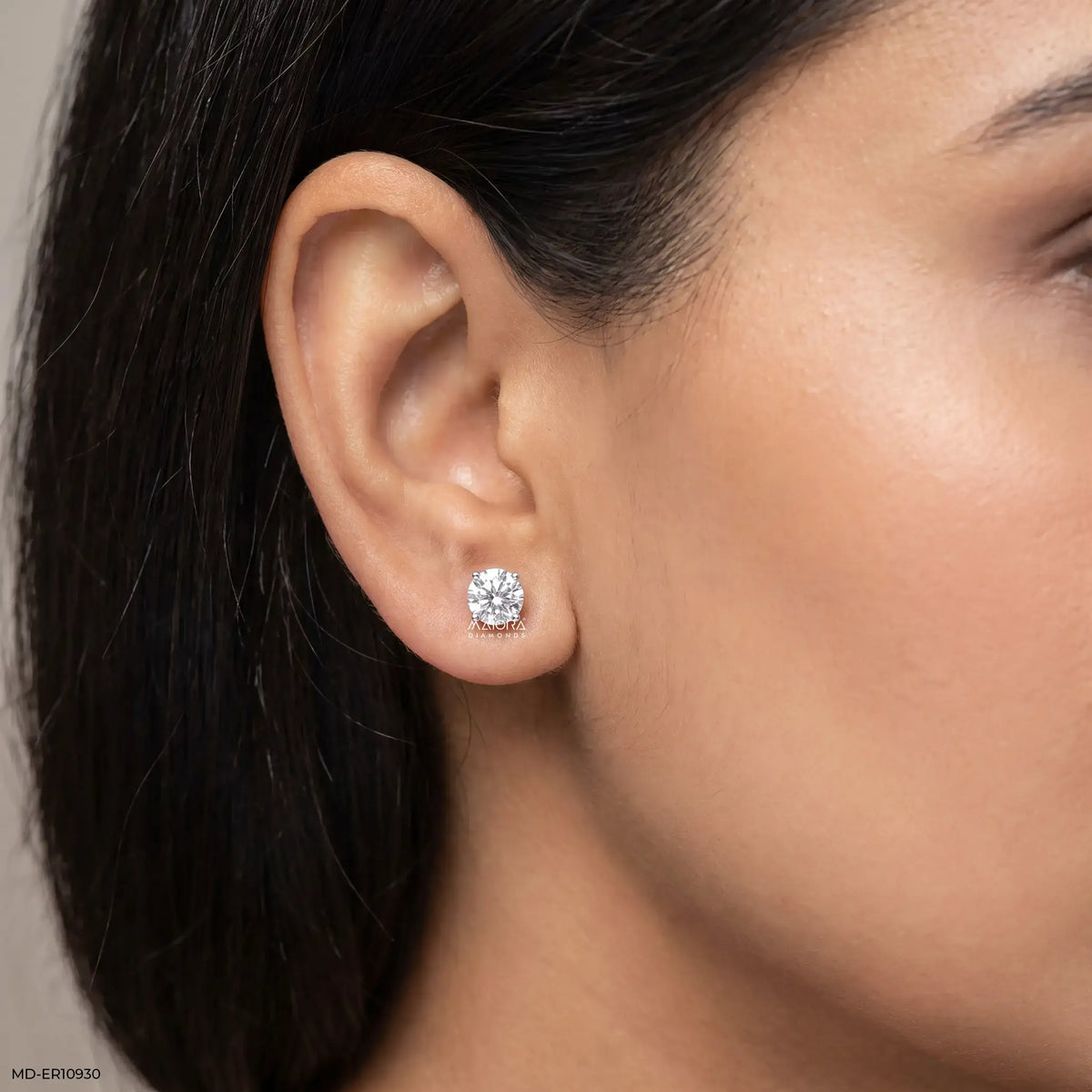 Classic Round Solitaire Diamond Studs Earrings