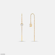 Solitaire Heart Dangle Sui Dhaga Diamond Earrings 9K Yellow Gold