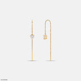 Solitaire Heart Dangle Sui Dhaga Diamond Earrings 9K Rose Gold