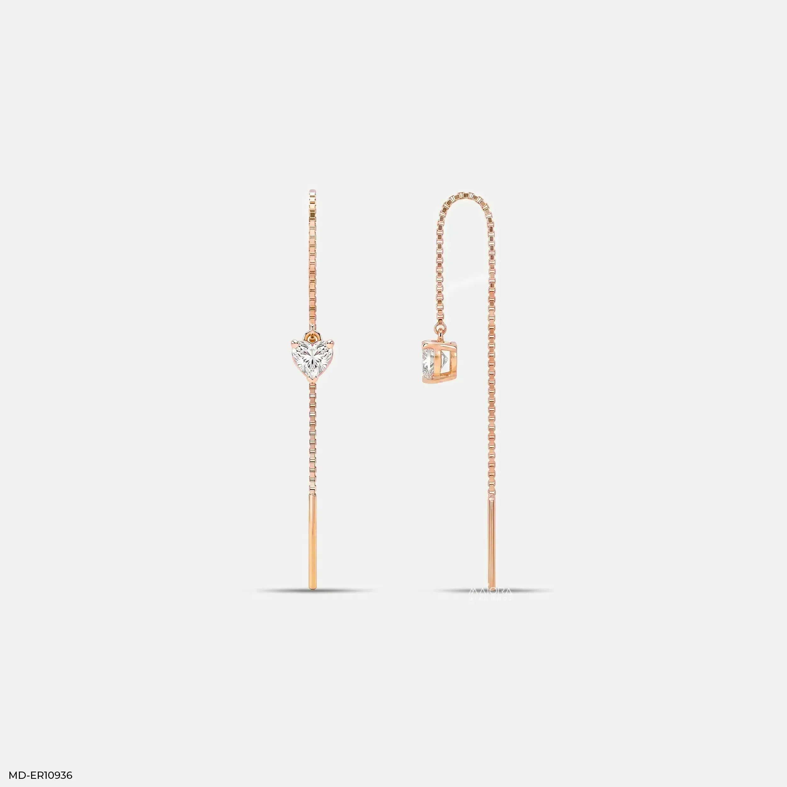 Solitaire Heart Dangle Sui Dhaga Diamond Earrings