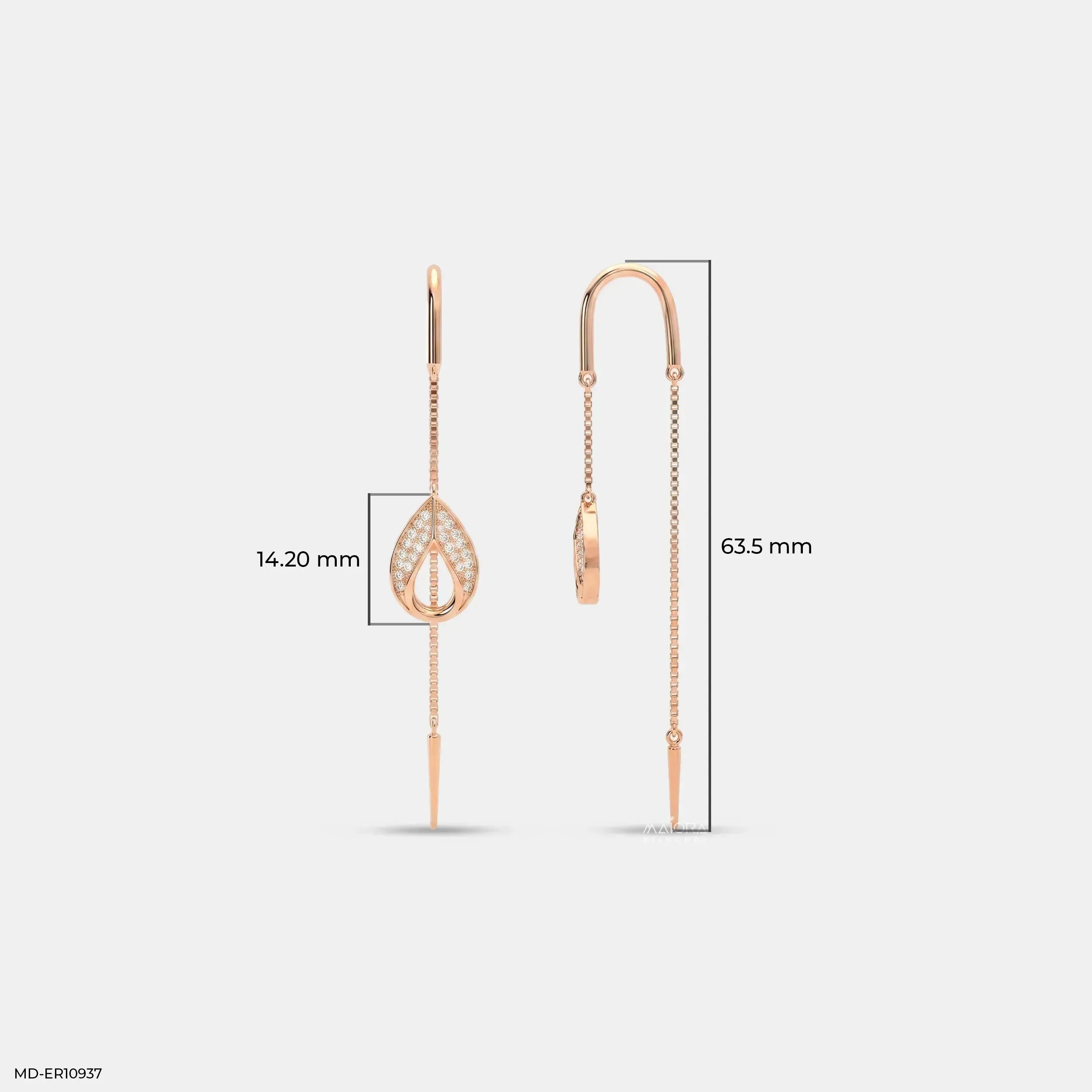 Petal Drop Sui Dhaga Diamond Earrings