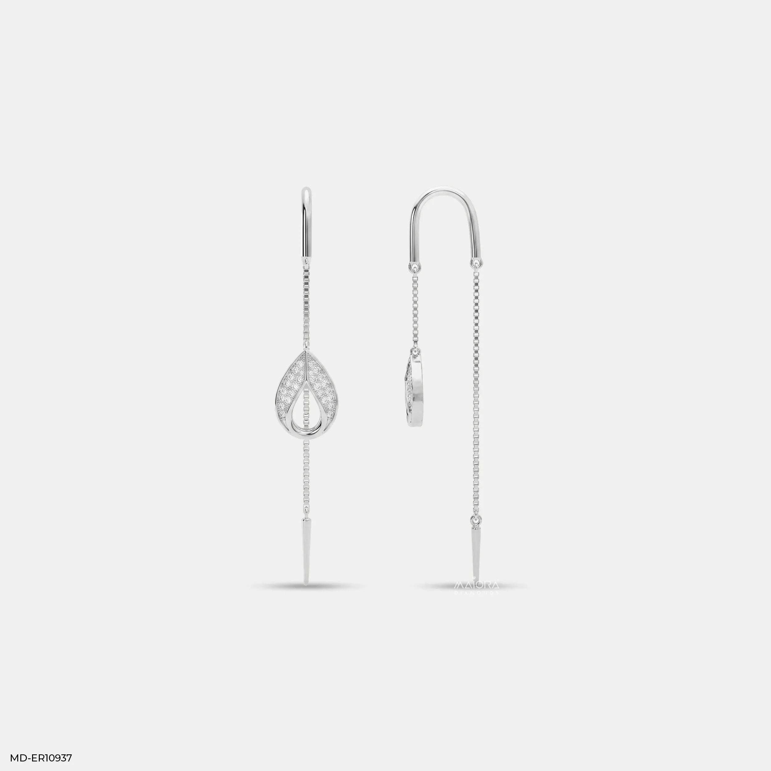 Petal Drop Sui Dhaga Diamond Earrings Platinum 950