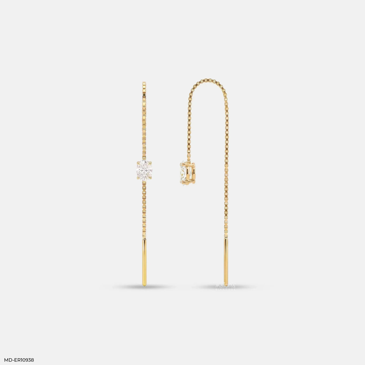 Glimmaring Solitaire Oval Sui Dhaga Diamond Earrings