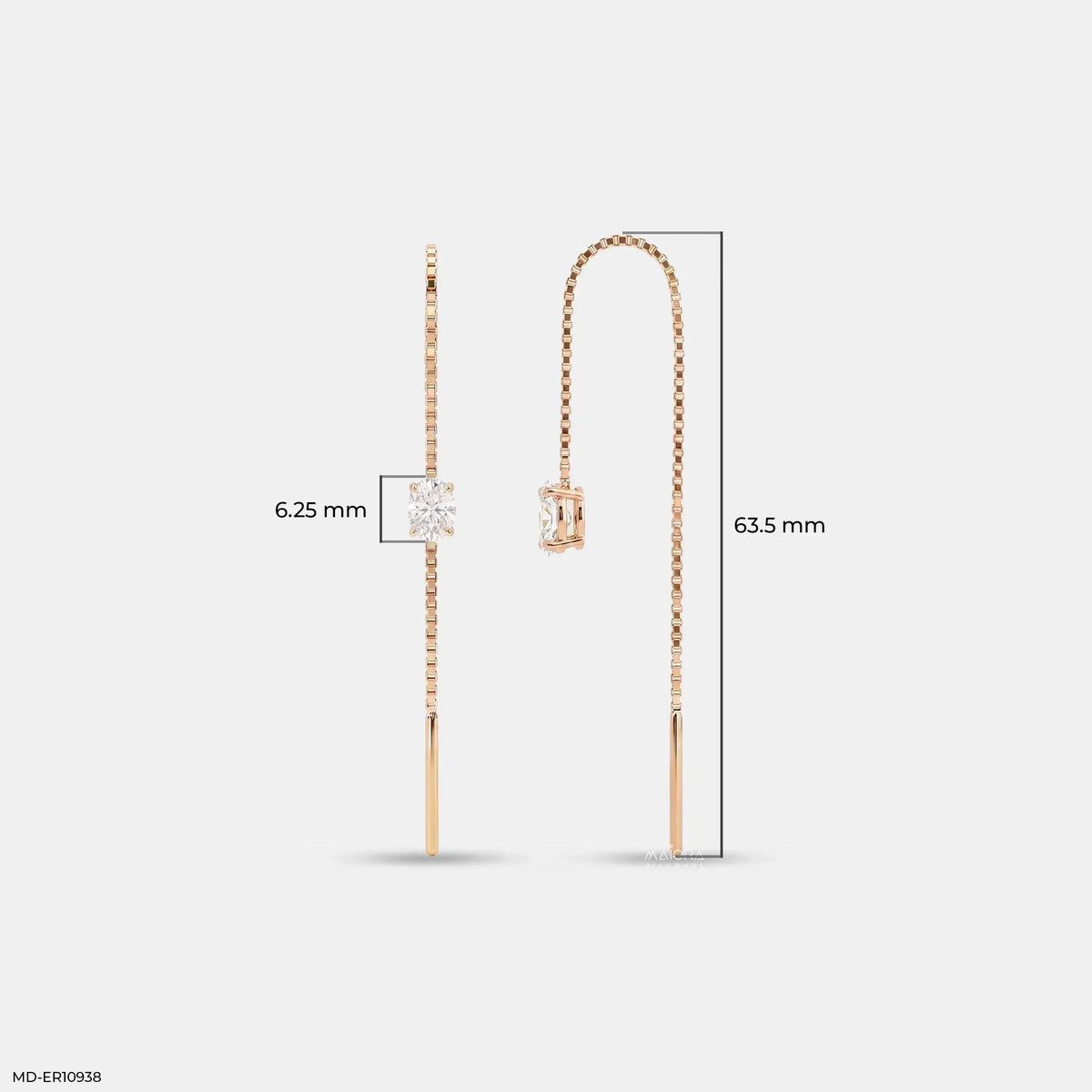 Glimmaring Solitaire Oval Sui Dhaga Diamond Earrings