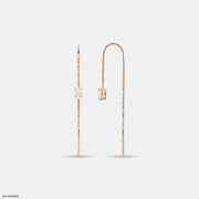 Glimmaring Solitaire Oval Sui Dhaga Diamond Earrings 18K Rose Gold