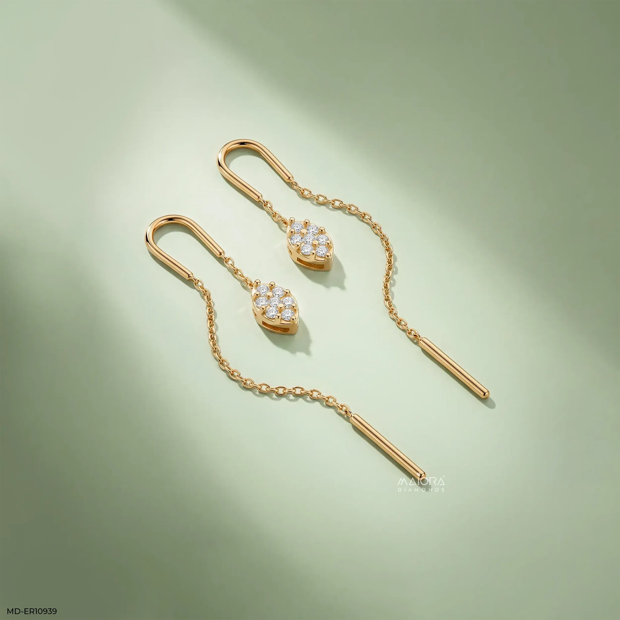 Marquise Glow Sui Dhaga Diamond Earrings 14K Rose Gold