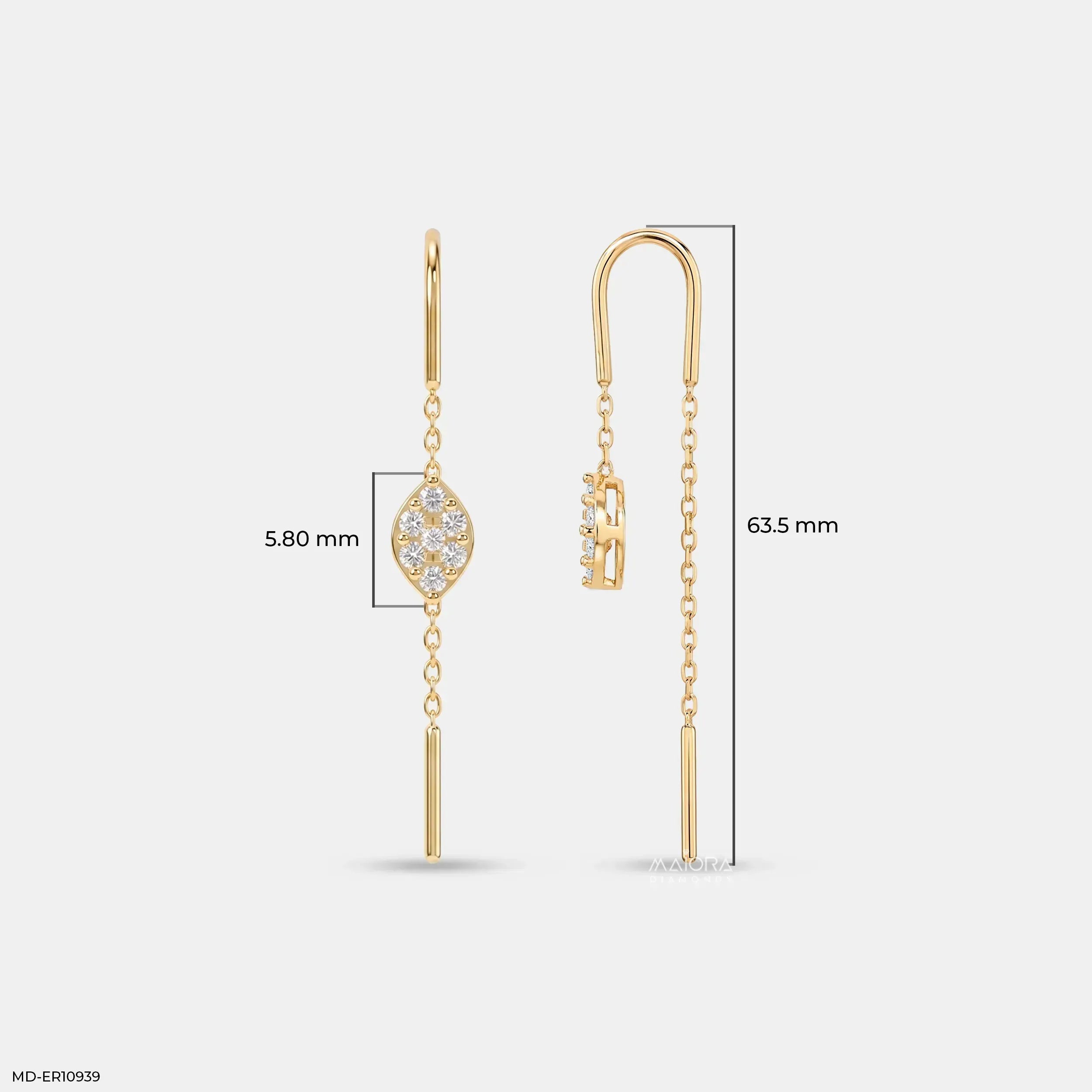 Marquise Glow Sui Dhaga Diamond Earrings 14K Rose Gold