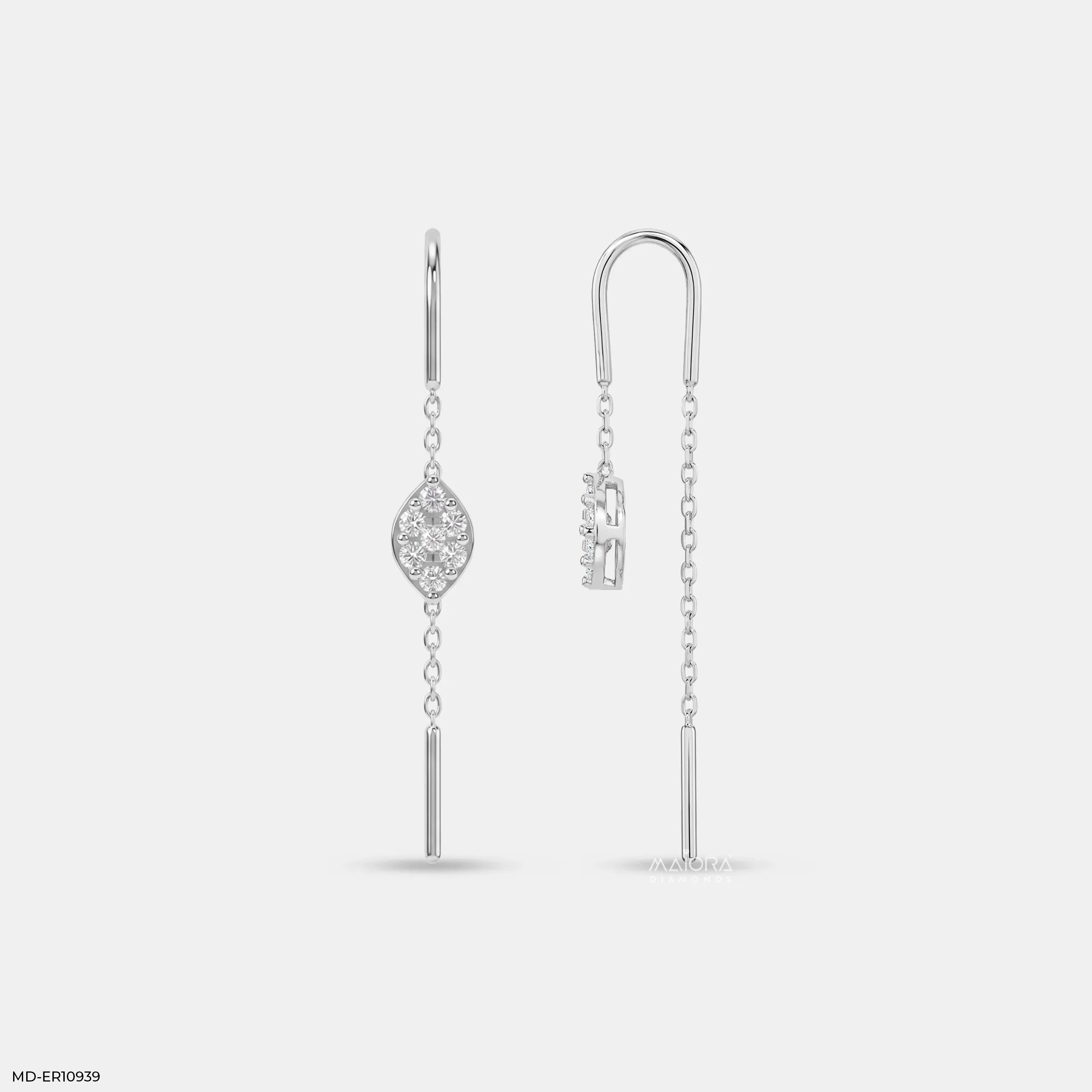Marquise Glow Sui Dhaga Diamond Earrings 14K Rose Gold