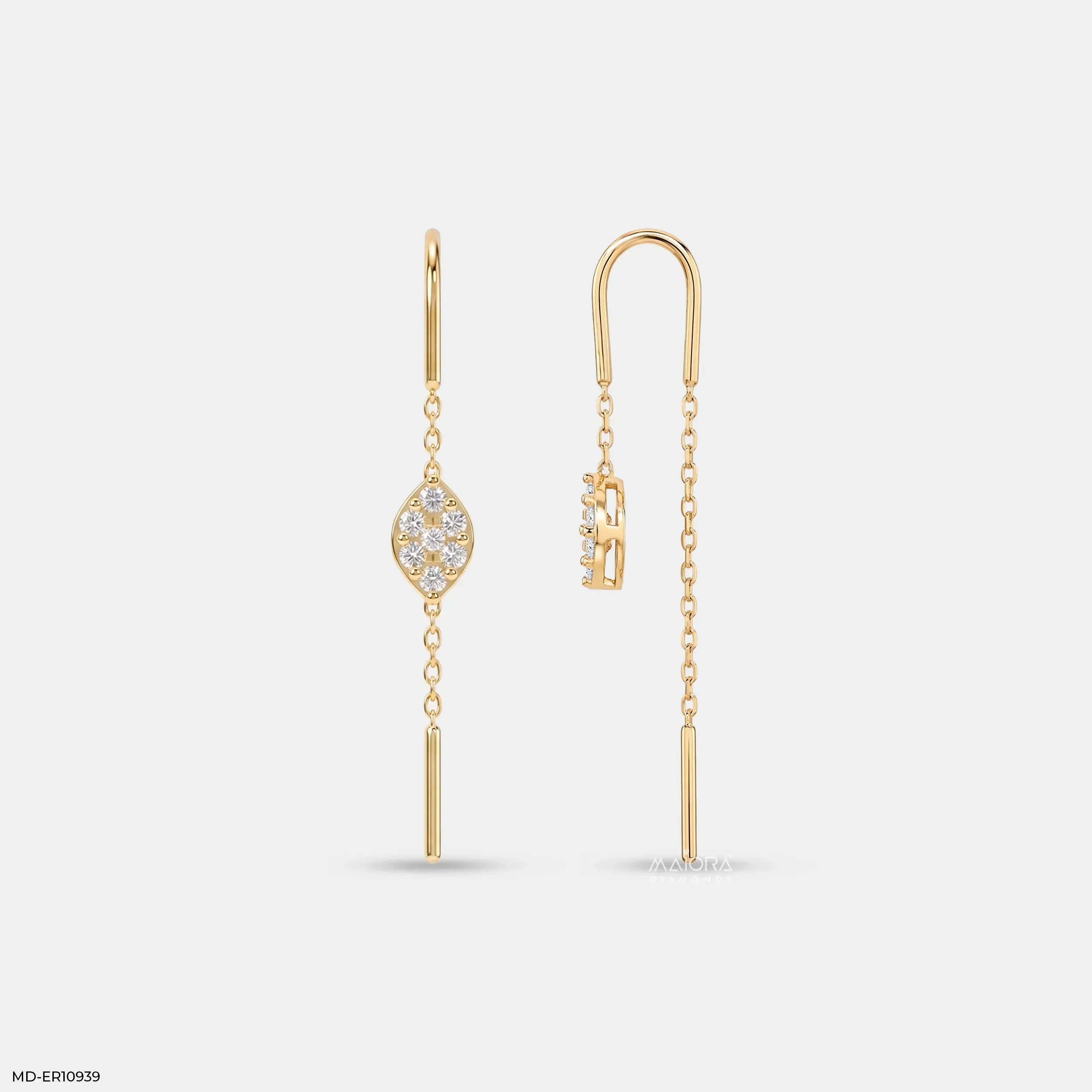 Marquise Glow Sui Dhaga Diamond Earrings 9K Yellow Gold
