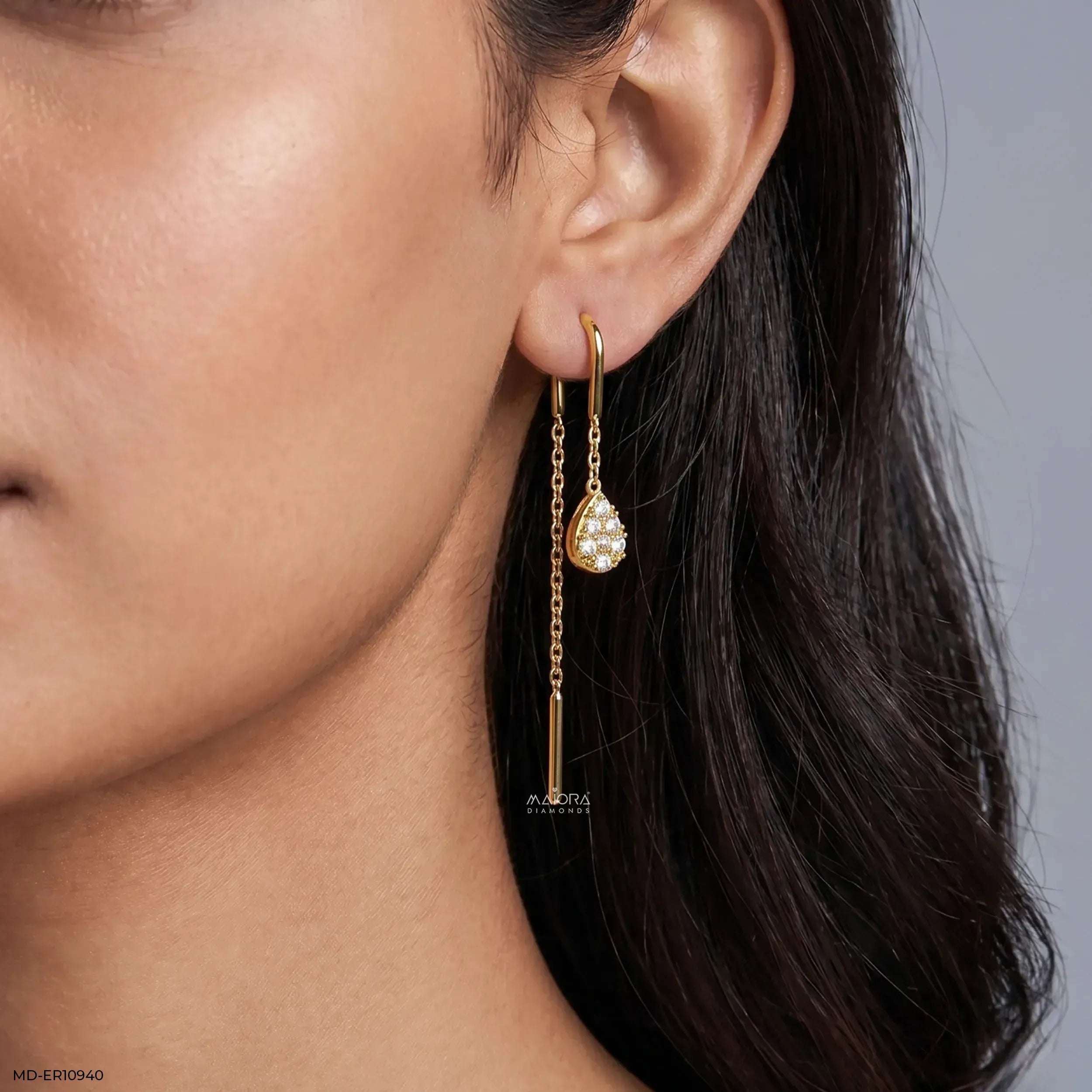 Solstice Drop Sui Dhaga Diamond Earrings 9K Yellow Gold