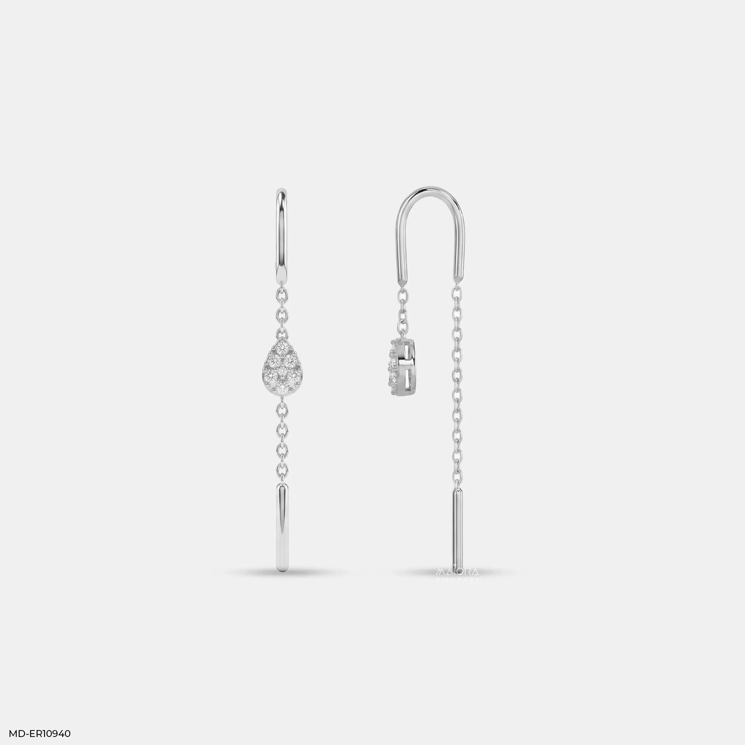 Solstice Drop Sui Dhaga Diamond Earrings 14K Rose Gold