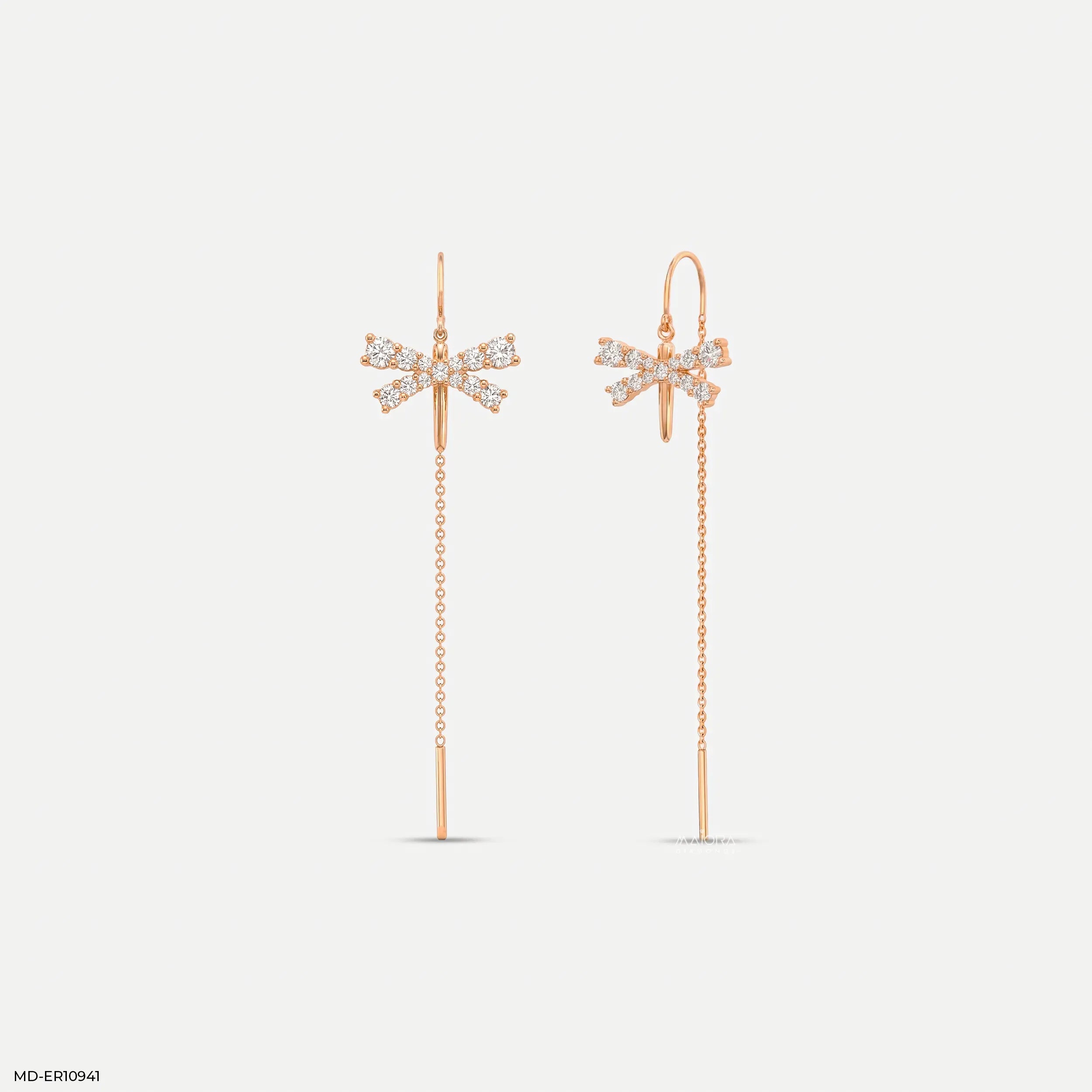 Flutter Glint Sui Dhaga Diamond Earrings 9K Yellow Gold