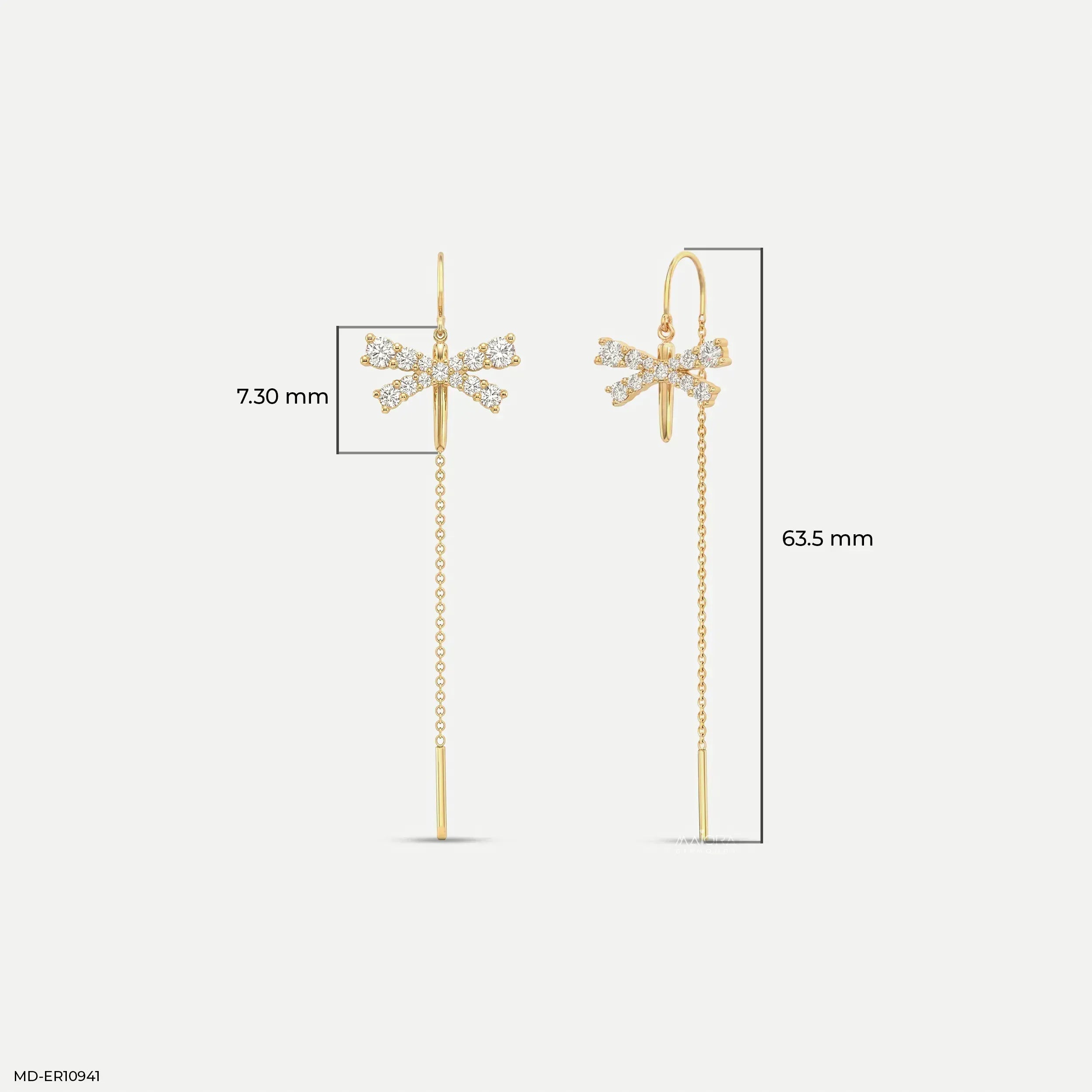 Flutter Glint Sui Dhaga Diamond Earrings 9K Yellow Gold