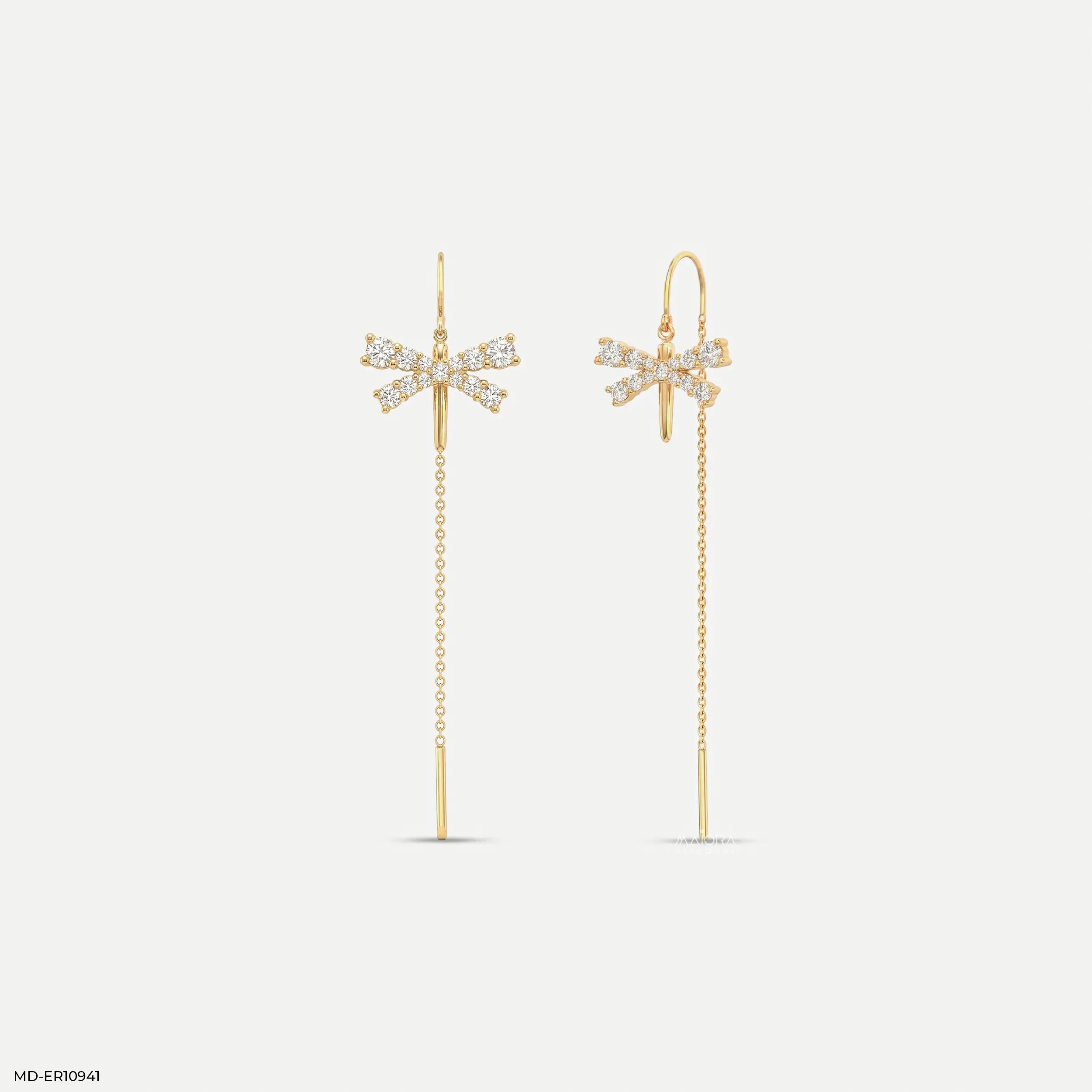 Flutter Glint Sui Dhaga Diamond Earrings 9K Yellow Gold