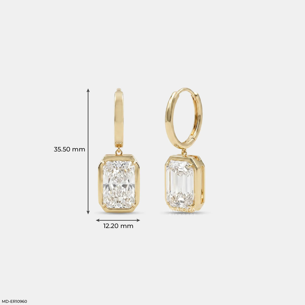 Majestic Bezel Emerald Diamond Bali Earrings