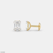 Piller Emerald Solitaire Diamond Studs Earrings