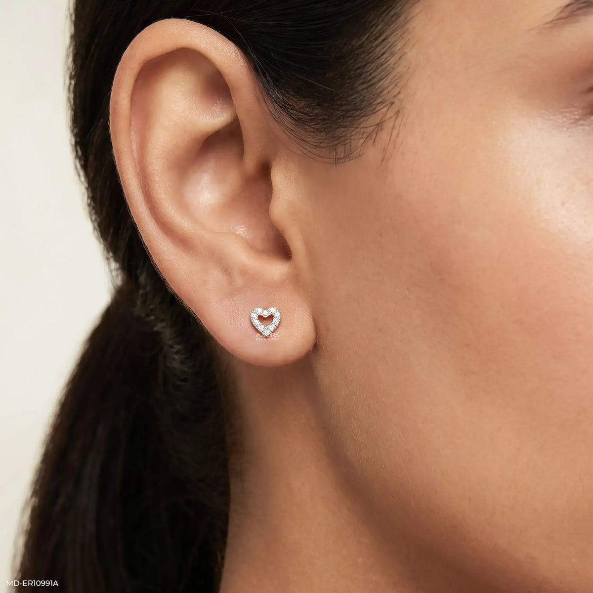 Minimalist Heart Diamond Studs Earrings