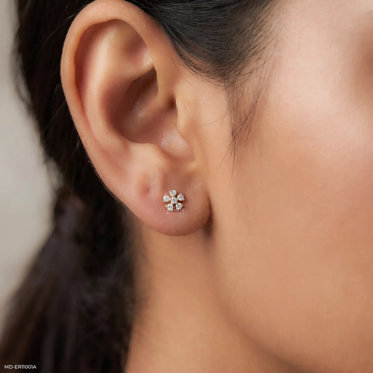 Petit Floral Diamond Studs Earrings