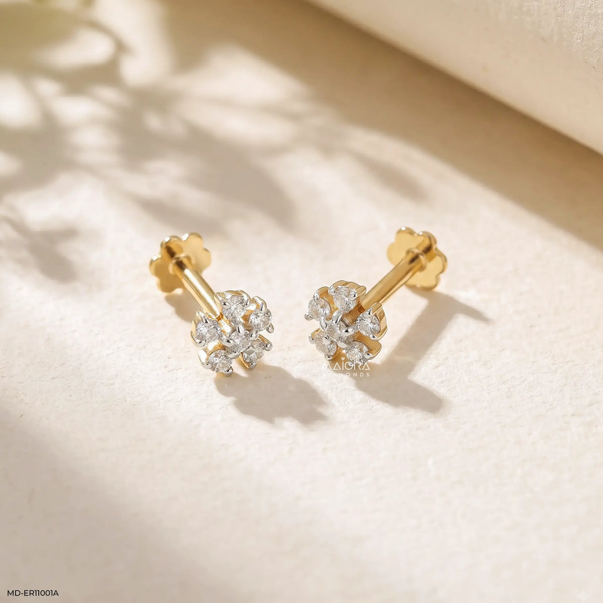 Petit Floral Diamond Studs Earrings