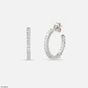 Princess-Cut Diamond Illusion Hoop Earrings