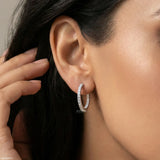 Princess-Cut Diamond Illusion Hoop Earrings 925 Sterling Silver