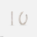 Princess-Cut Diamond Illusion Hoop Earrings 925 Sterling Silver