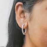 Princess-Cut Diamond Illusion Hoop Earrings 925 Sterling Silver