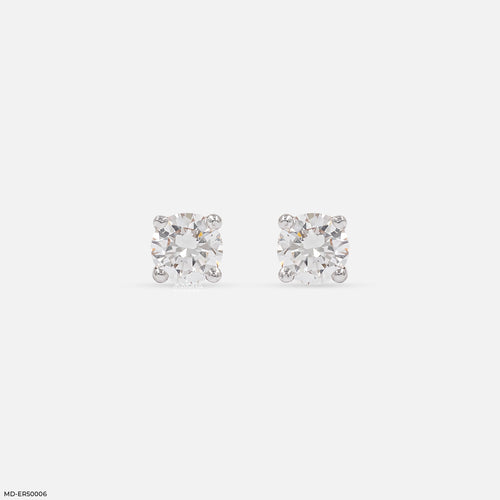 Classic Round Solitaire Diamond Stud Earrings 925 Sterling Silver