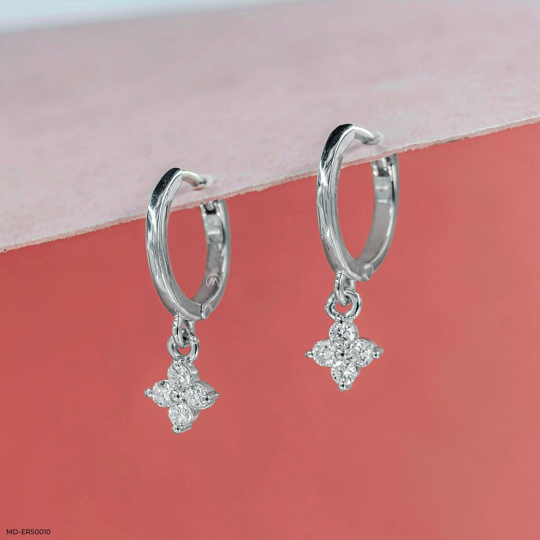 Twinkle Drop Lab Diamond Hoops 925 Sterling Silver