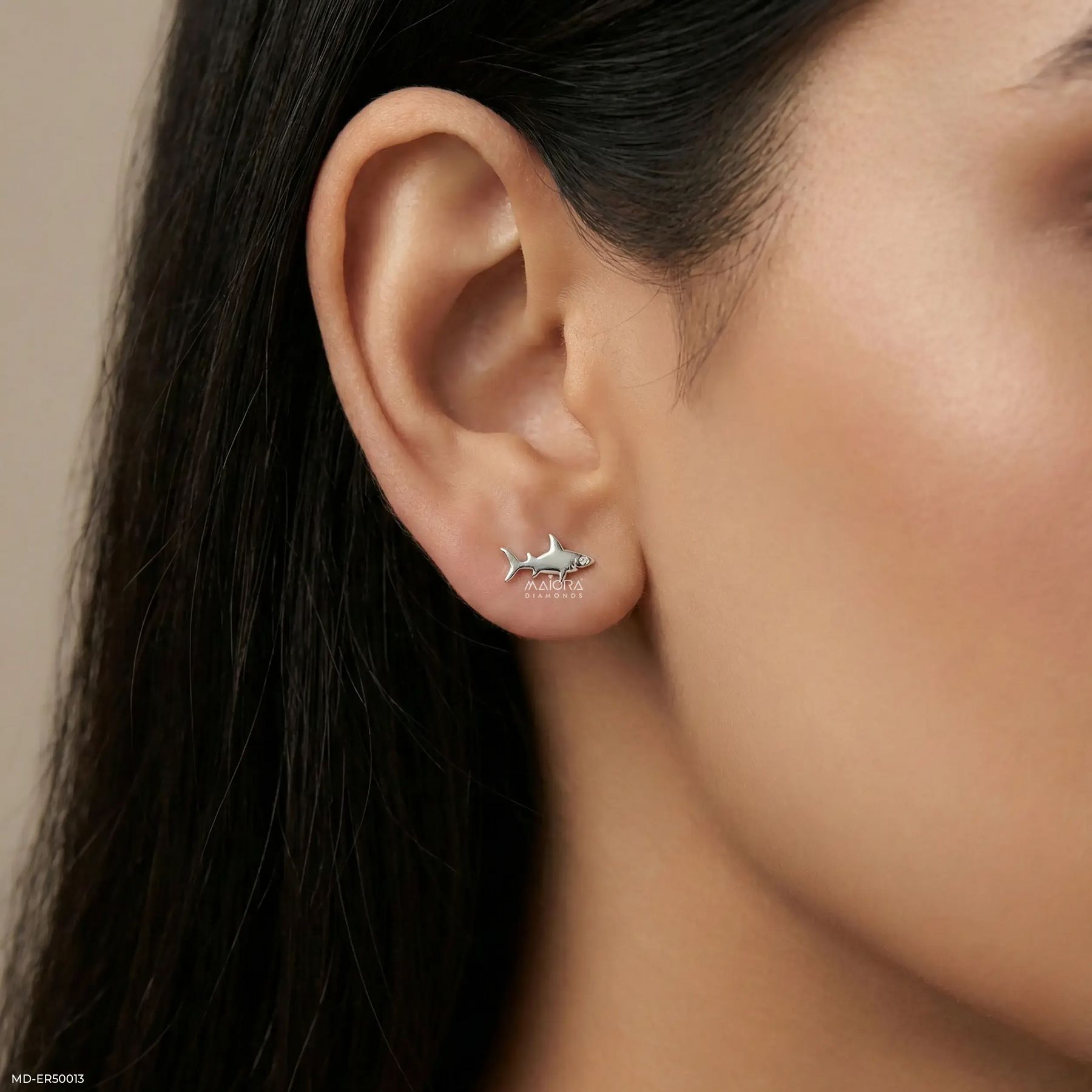 Sharklette Lab Diamond Stud 925 Sterling Silver