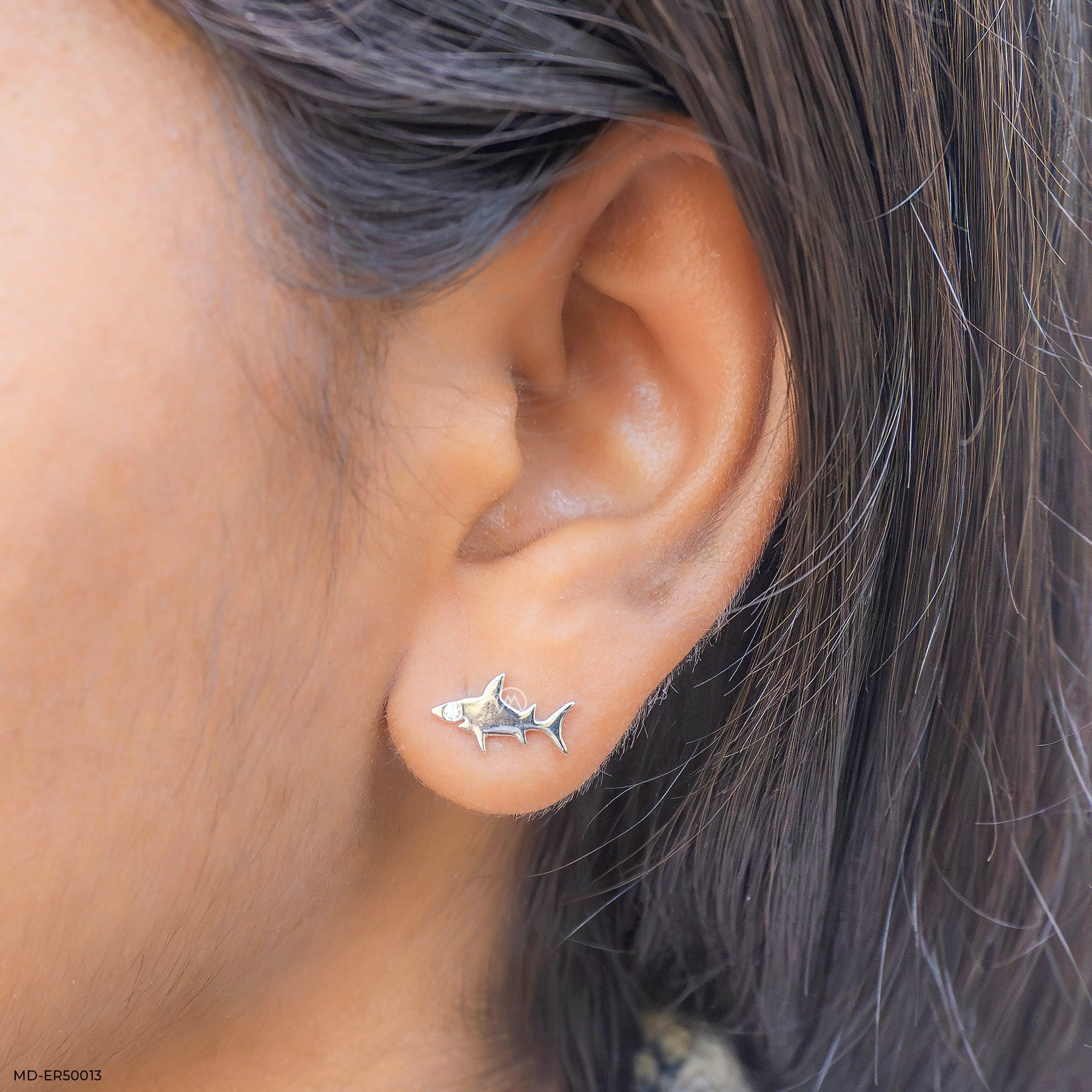 Sharklette Lab Diamond Stud 925 Sterling Silver