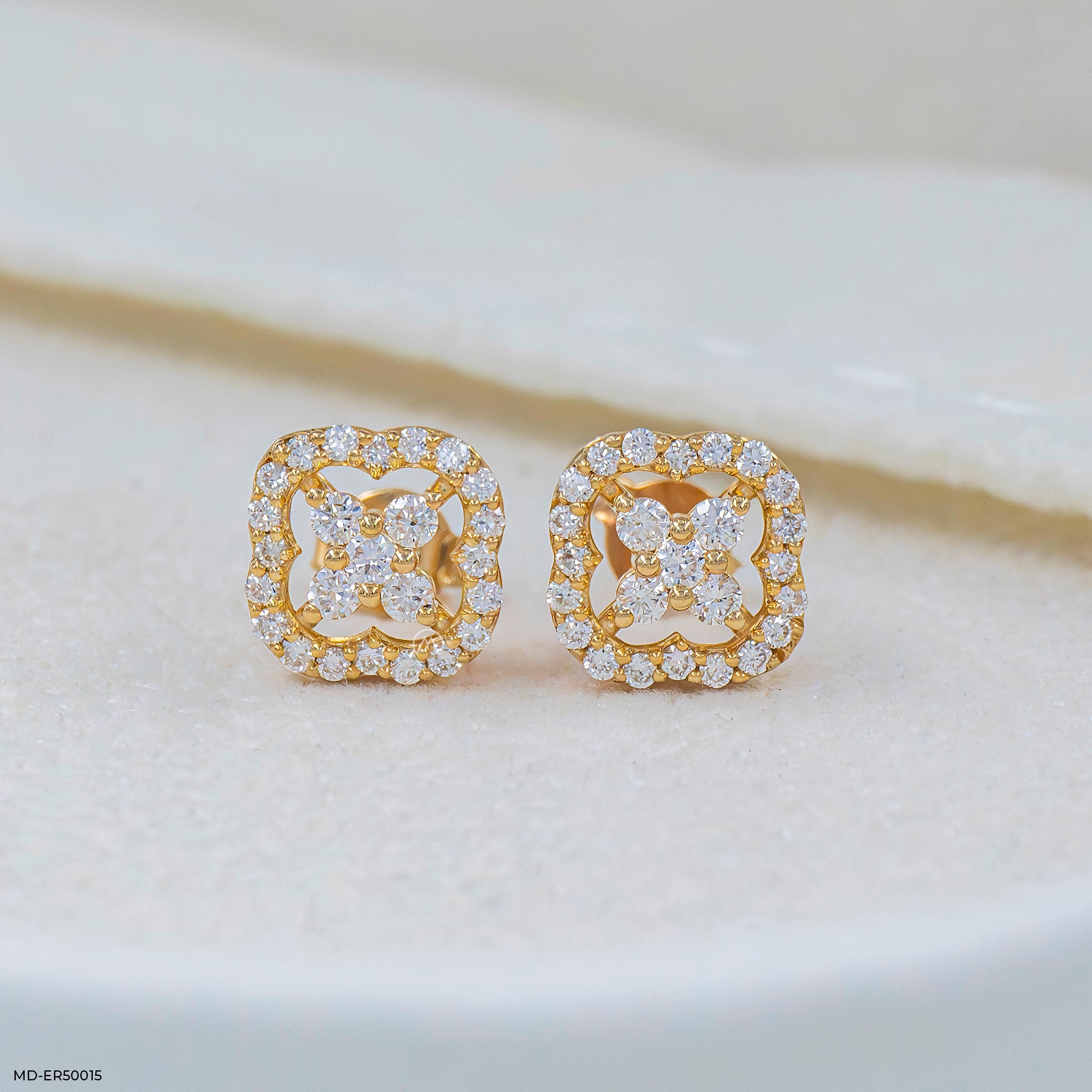 Framed Blossom Lab Diamond Earrings 925 Sterling Silver