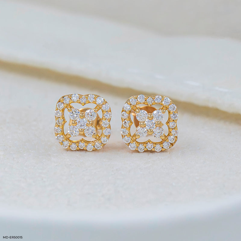Framed Blossom Lab Diamond Earrings 925 Sterling Silver