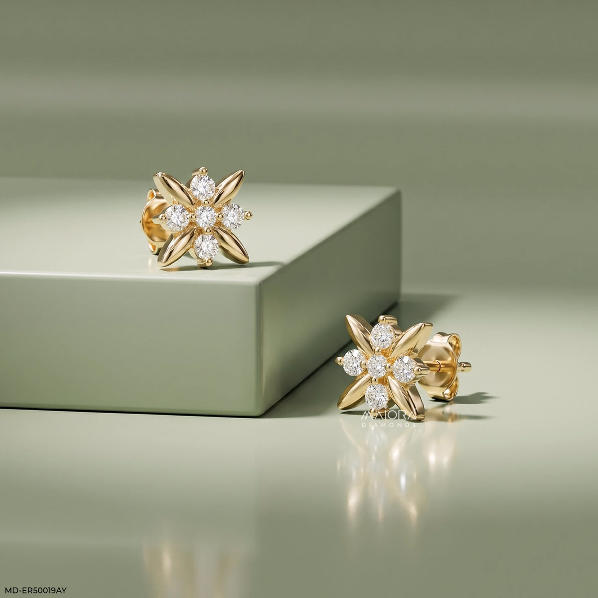 Four Petal Diamond Studs Earrings