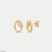 Curved Oval Diamond Studs Earrings