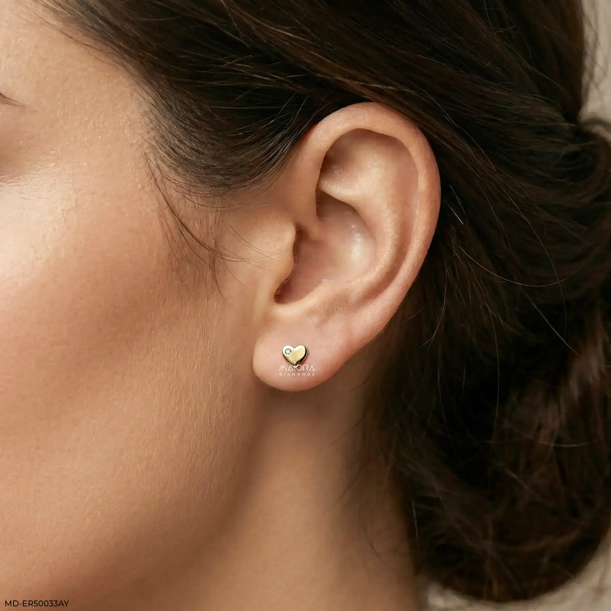 Mini Heart Round Diamond Studs Earrings