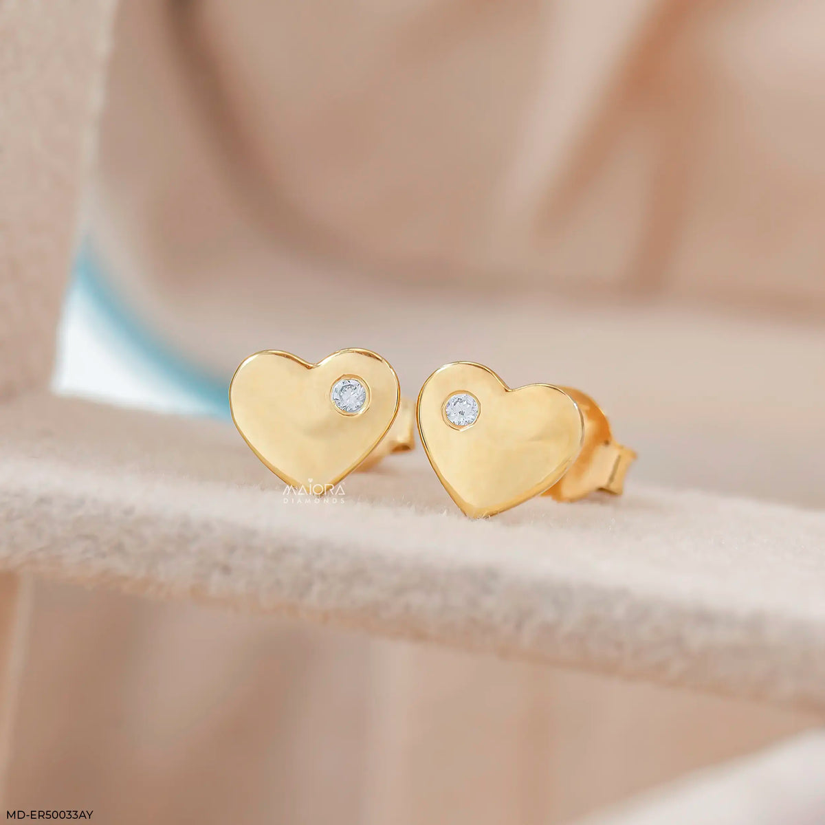 Mini Heart Round Diamond Studs Earrings