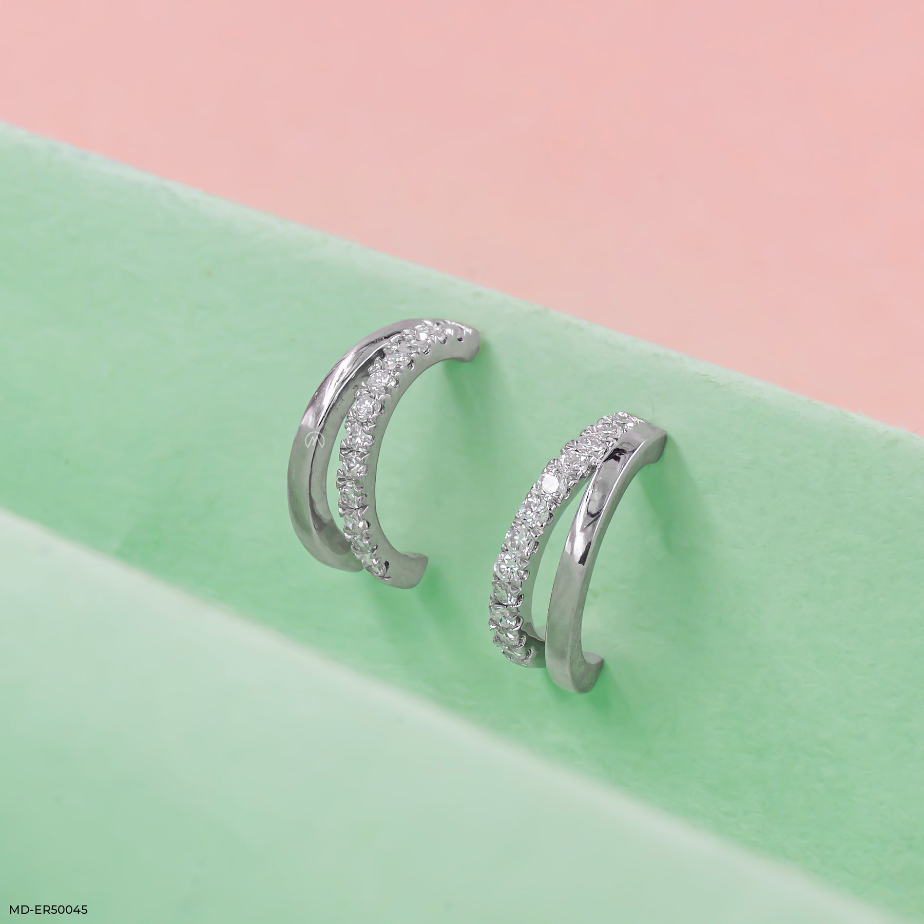 Twofold Grace Lab Diamond Hoops 925 Sterling Silver