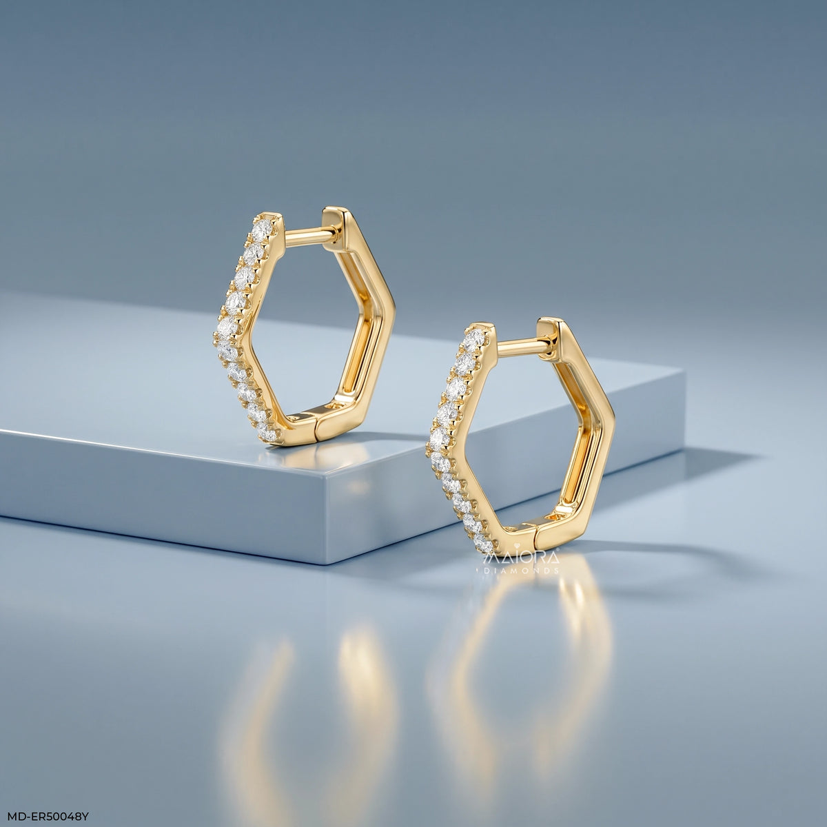 Hexa Row Diamond Bali Earrings