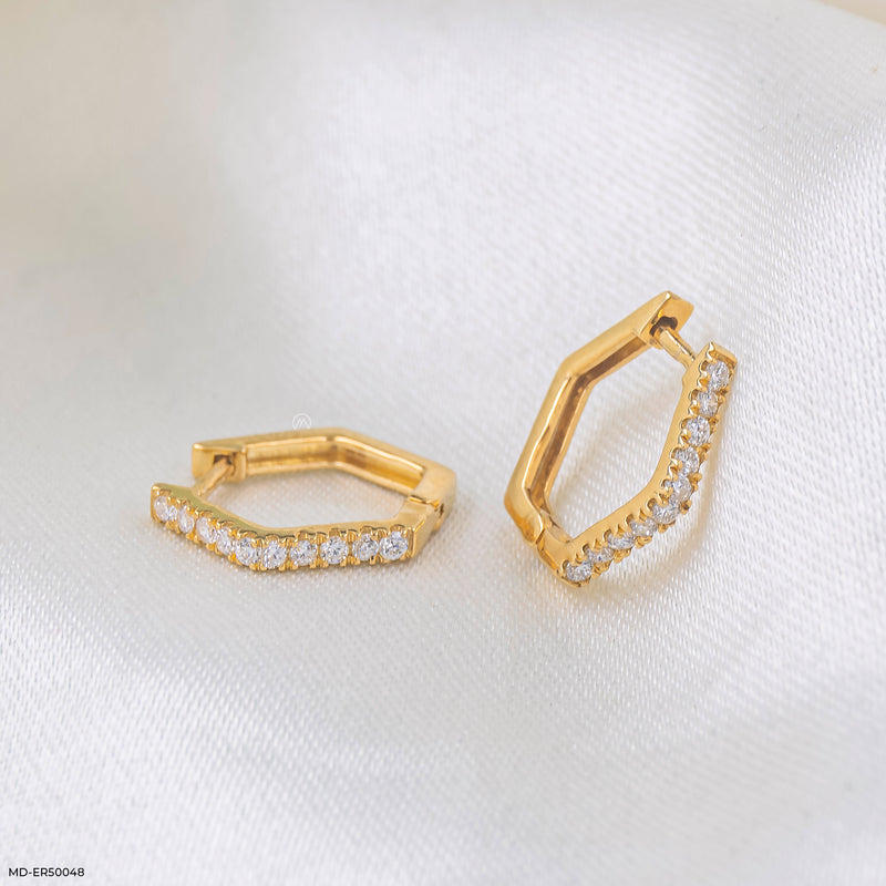 Hexagon Lab Diamond Hoop 925 Sterling Silver