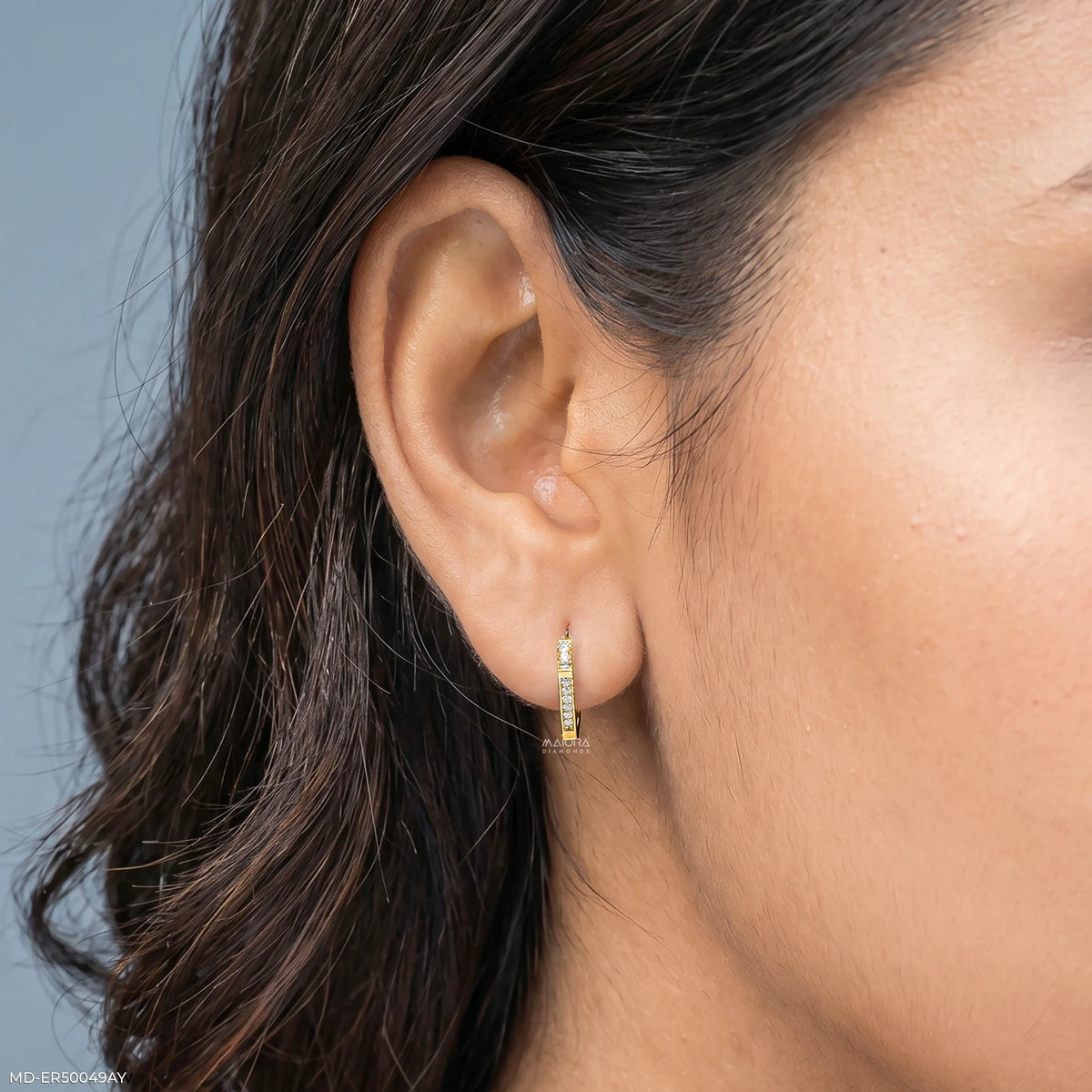 Geomatric Bar Diamond Bali Earrings