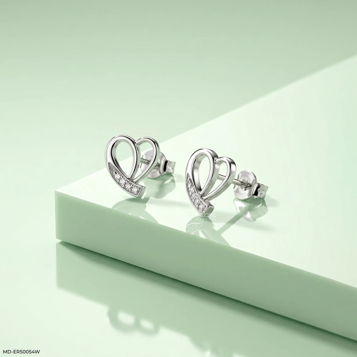 Glittering Heart Diamond Earrings